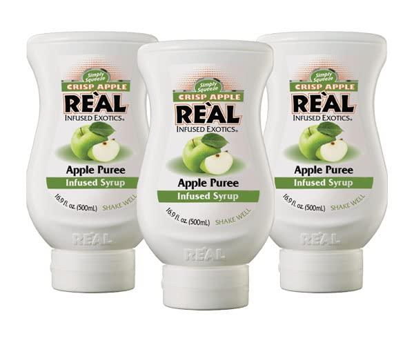 Crisp Apple Reàl Infused Exotics, Apple Puree Infused Syrup, 16.9 FL OZ Squeezable Bottle (Pack of 3)