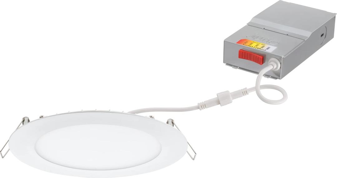 JunoWF6 SWW5 90CRI MW M6 Round LED Recessed Light, Wafer Downlight, 120 Volts, Switchable Color Temperature 2700K/3000K/3500K/4000K/5000K, Triac Dimming, 6-Inch Ultra Thin Trim, Matte White