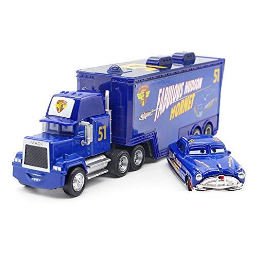 Pixar Cars Lightning McQueen The King Chick Hicks Jackson Storm Mack Trucks Hauler & Racer Metal 1:55 Loose Boy Toy Cars (No. 51 Fabulous Hudson Truck and Racer)