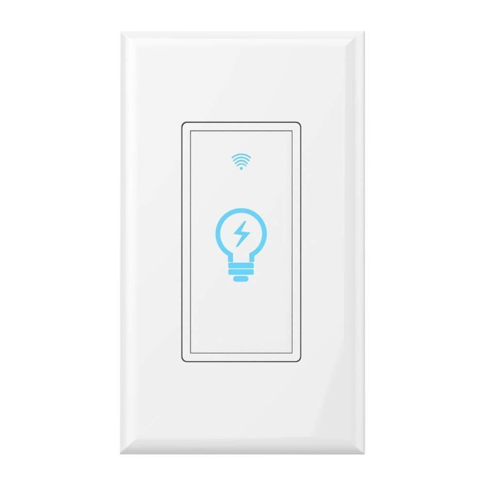 Micmi Smart WiFi Light Switch Compatible with Alexa/Google Home IFTTT Timing Wireless Voice control Function, Suit for 1/2/3/4 Gang Switch Box In Wall, Neutral Wire Required 1pack