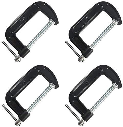 4 Piece 4 Inch C-Clamp Set - Industrial Strength, Quality Iron C Clamps for Woodworking, Welding, and Building by Blue Collar Tools