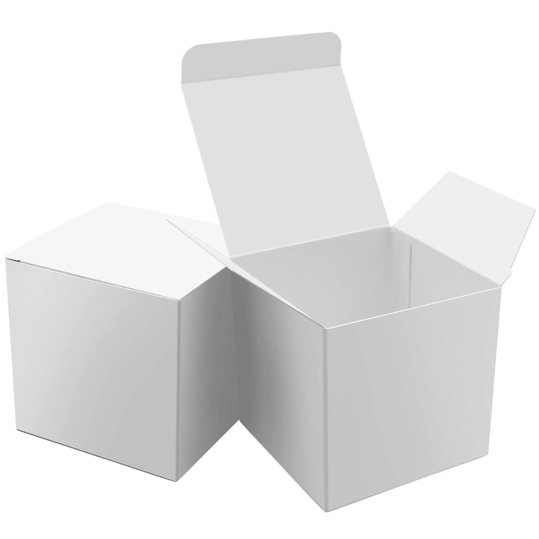 25 Pcs White Paper Gift Boxes, Small Candy Boxes Bulk, 3x3x3 inch Gift Box with Lids, Goodie Treat Boxes for Party Favors, Birthday Gifts, Wedding Gifts