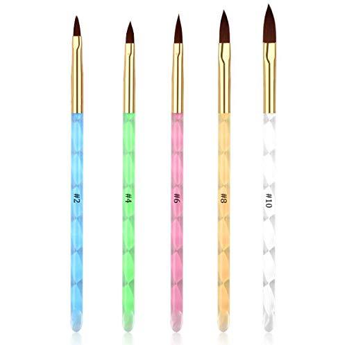 5Pcs UV Gel Acrylic Nail Brush Set for Nail Art Tips Builder and Nail Painting