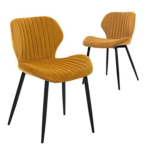 CangLongMid Century Modern Leisure Upholstered Metal Legs for Kitchen Living Room Dining Chair, Set of 2, Brown