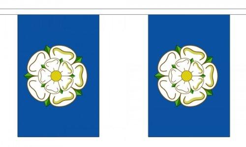 9 Metres 30 (9" x 6") Flag Yorkshire Rose 100% Polyester Material Bunting Ideal Party Decoration For Street House Pubs Clubs Schools Yorkshire Day