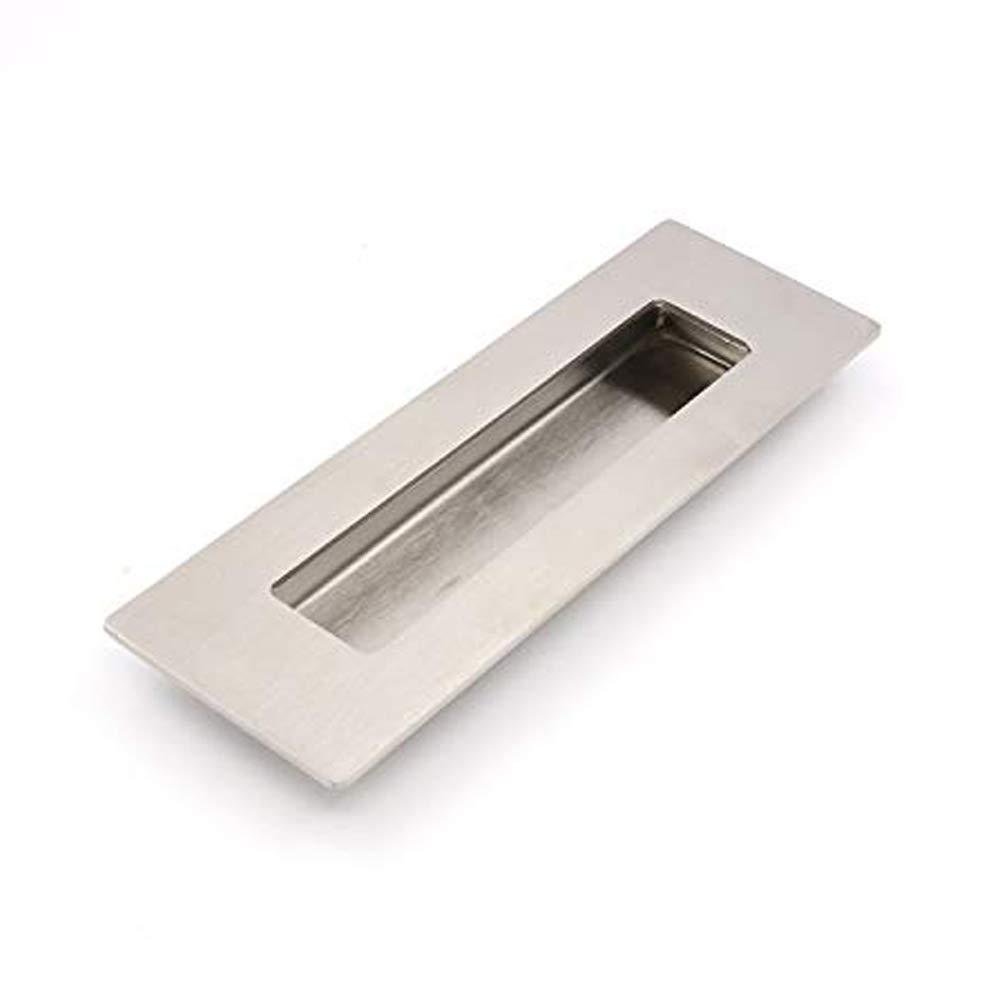 goldenwarm 2 Pieces Rectangular Flat Plate Flush Recessed Sliding Door Pull Handles Hidden Concealed Screws 150mmx50mmx15mm Brushed Stainless Steel