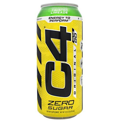 C4 Original On the Go Carbonated Explosive Energy Drink (Sparkling Twisted Limeade, 4 Cans)