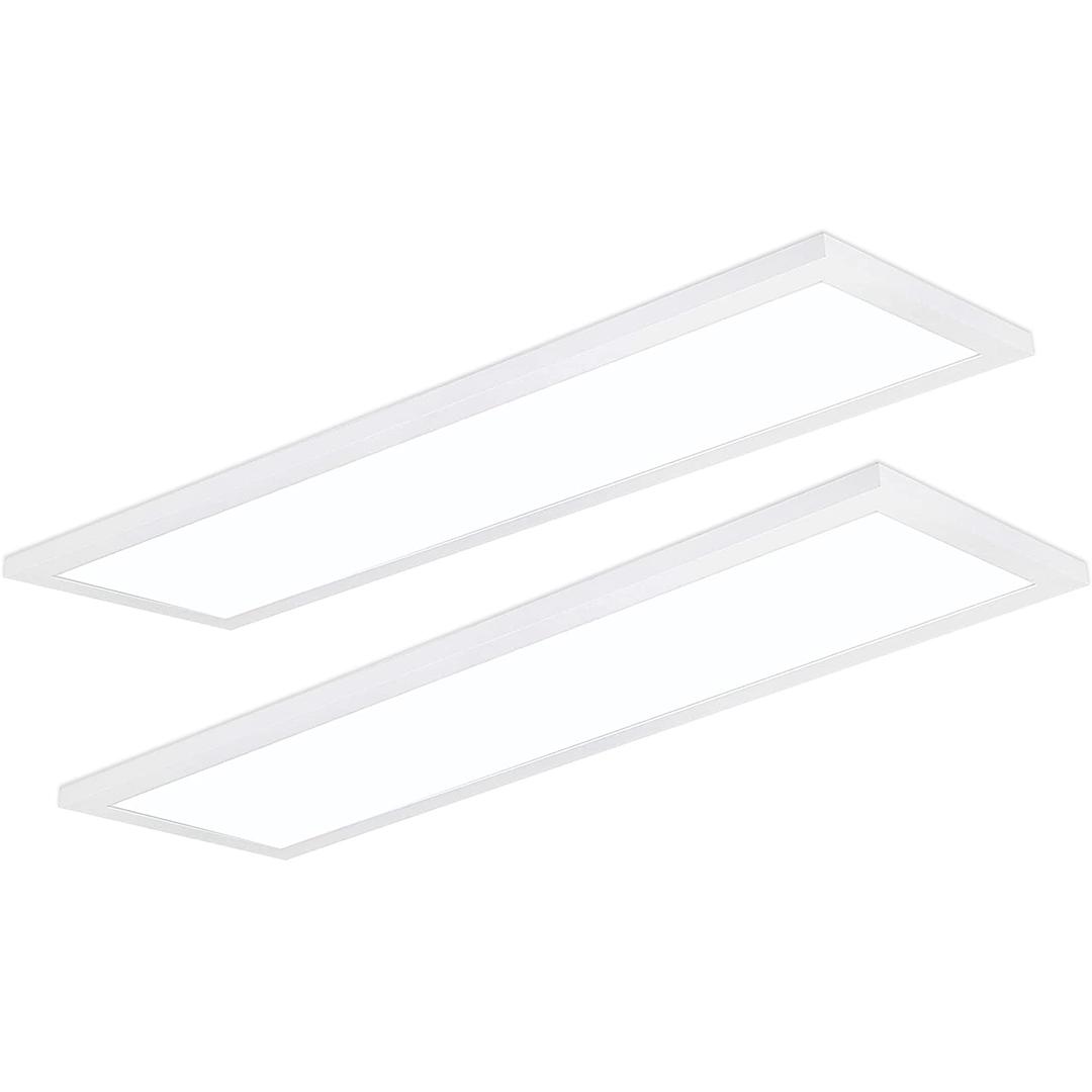 LEONLITE120V-277V 1x4 FT LED Flat Panel Light Surface Mount, DLC & UL, 0-10V & 10%-100% Dimmable, 4400LM Built-in Driver Commercial Grade Edge-Lit Ceiling Light, 5000K Daylight, White, Pack of 2