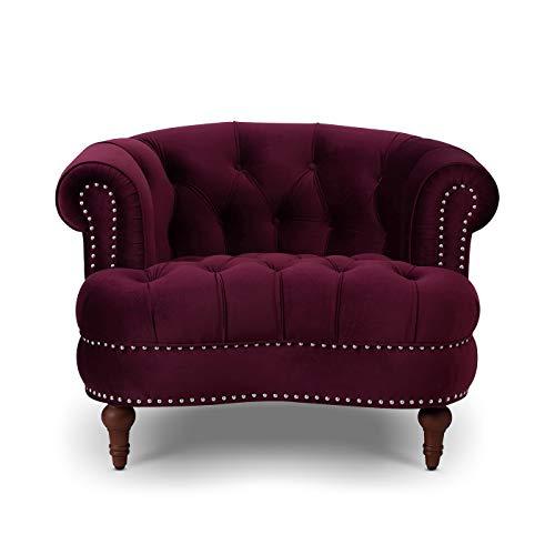 Jennifer Taylor Home La Rosa Victorian Tufted Upholstered Accent Chair, Burgundy Velvet