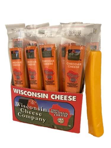 Wisconsin Cheese Company - 100% Wisconsin Cheddar Cheese Sticks, 1 oz. (24 Pack) Single Serve Snack Cheese Sticks. Low Carb & Keto-Friendly. Great for Travel, Hiking, Biking & Lunch Boxes