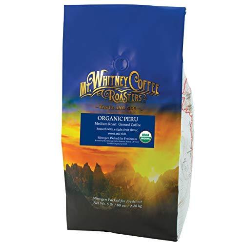 Mt. Whitney Organic Shade Grown, Low Acid Coffee from Peru (Ground, 5 Lb)