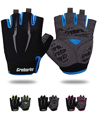 Grebarley Cycling Gloves Bike Gloves Bicycle Gloves Gym Gloves Mountain Road Anti-Slip Shock-Absorbing Gel Pad Light Weight Breathable MTB Biking Gloves for Men Women