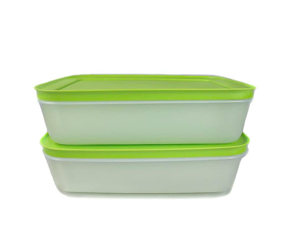 TupperwareFreezer Containers 1.0 L Green/White Flat (2) Ice Crystal Ice Crystal