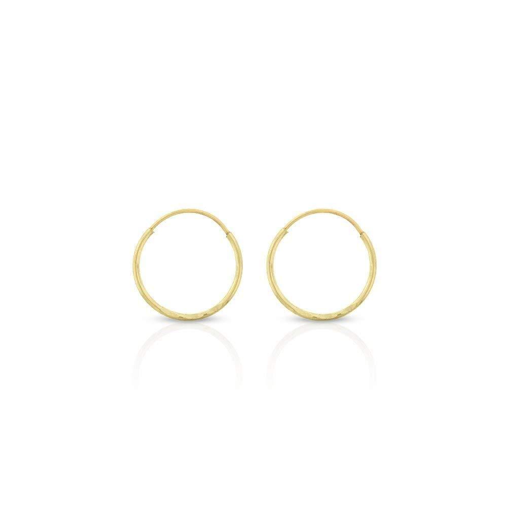 In Style Designz14k Solid Gold Endless Diamond-Cut Hoop Earrings Sizes 10mm - 20mm and 3-Pair Sets, 14k Gold Thin Hoop Earrings, Cartilage Earrings, Helix Earring, Nose Hoop, Tragus Earring, 100% Real 14k Gold