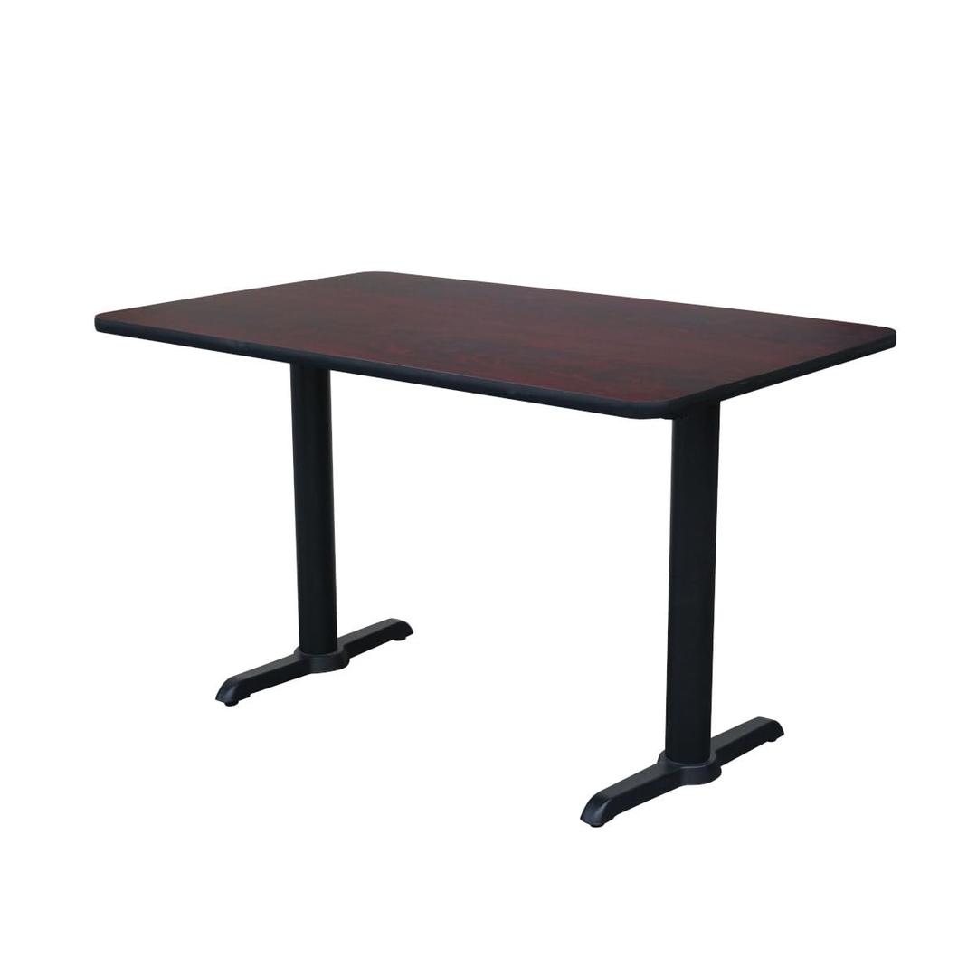 Commercial Table Set, 30"x48" Top w/ 22" End Column, Table Height, Black/Cherry Finish for Restaurants, Bars, Banquets