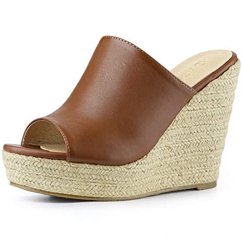 Allegra K Women's Espadrille Wedge Platform Mules