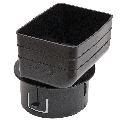 Downspout to Drain Pipe Tile Adapter (Black) 3 inch x 4 inch downspout to 4 inch Round Drain Pipe