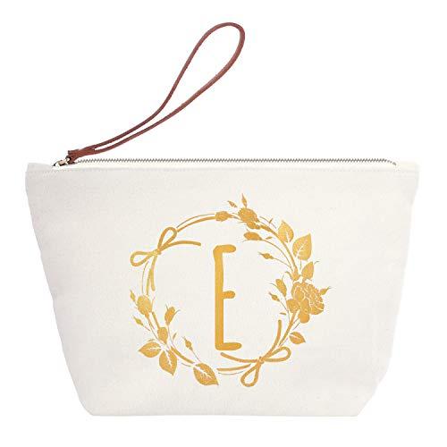 Elegantpark Monogrammed Gifts For Women Personalized Makeup Bag Monogram E Initial Makeup Bag For Wedding Gifts Birthday Gifts Teacher Gifts Cosmetic Bag Canvas