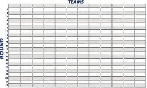 Zieglerworld Reusable Fantasy Football Draft Board Chart Kit - Holds Up to 12 Teams & 22 Rounds + Marker