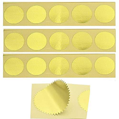 100pcs Embossing Stickers Blank Metallic Gold Certificate Seals Embossed Foil Stickers Scallop Edge Stickers Embosser Stamp Sealing Blank Certificate Self-Adhesive Stickers Notary Seals(Gold)