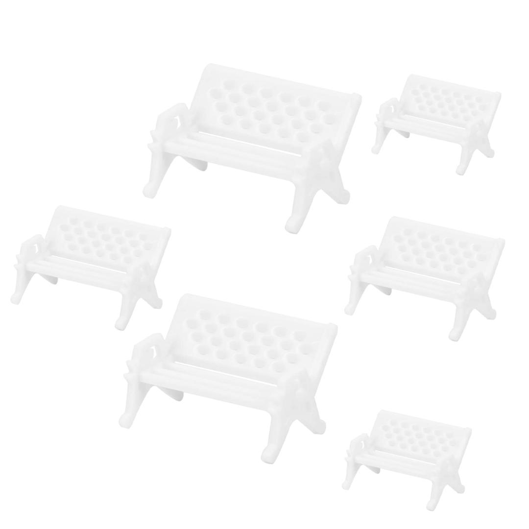 ORFOFE 6pcs Micro Landscape Seat Chairs Diy Mini Decoration Accessories Mini Garden Bench Miniature Furniture Bench Park Benches Model Kit Decor White Pp Desktop Decorative Chair