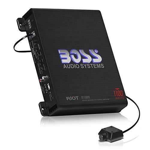 BOSS Audio Systems R1100M Monoblock Car Amplifier - 1100 High Output, 2-8 Ohm Stable, Low/High Level Inputs, Low Pass Crossover, MOSFET Power Supply