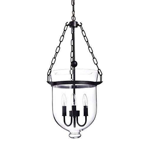 Edvivi 3-Light Antique Bronze Pendant Light with Glass Bell Shade, Traditional Light Fixture for Foyer, Dining Room, Kitchen, and Living Room