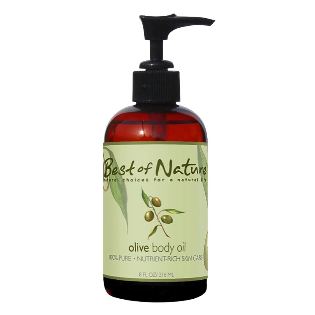 Best of Nature100% Pure Olive Massage & Body Oil – Cold Pressed, Natural & Unscented Moisturizer for Skin, Hair & Bath, 8 fl oz