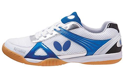 Butterfly Trynex Table Tennis Shoes – Stylish Shoes for Ping Pong – Sizes 4.5-10 – White/Blue or White/Red Shoes – Men or Women Sneakers