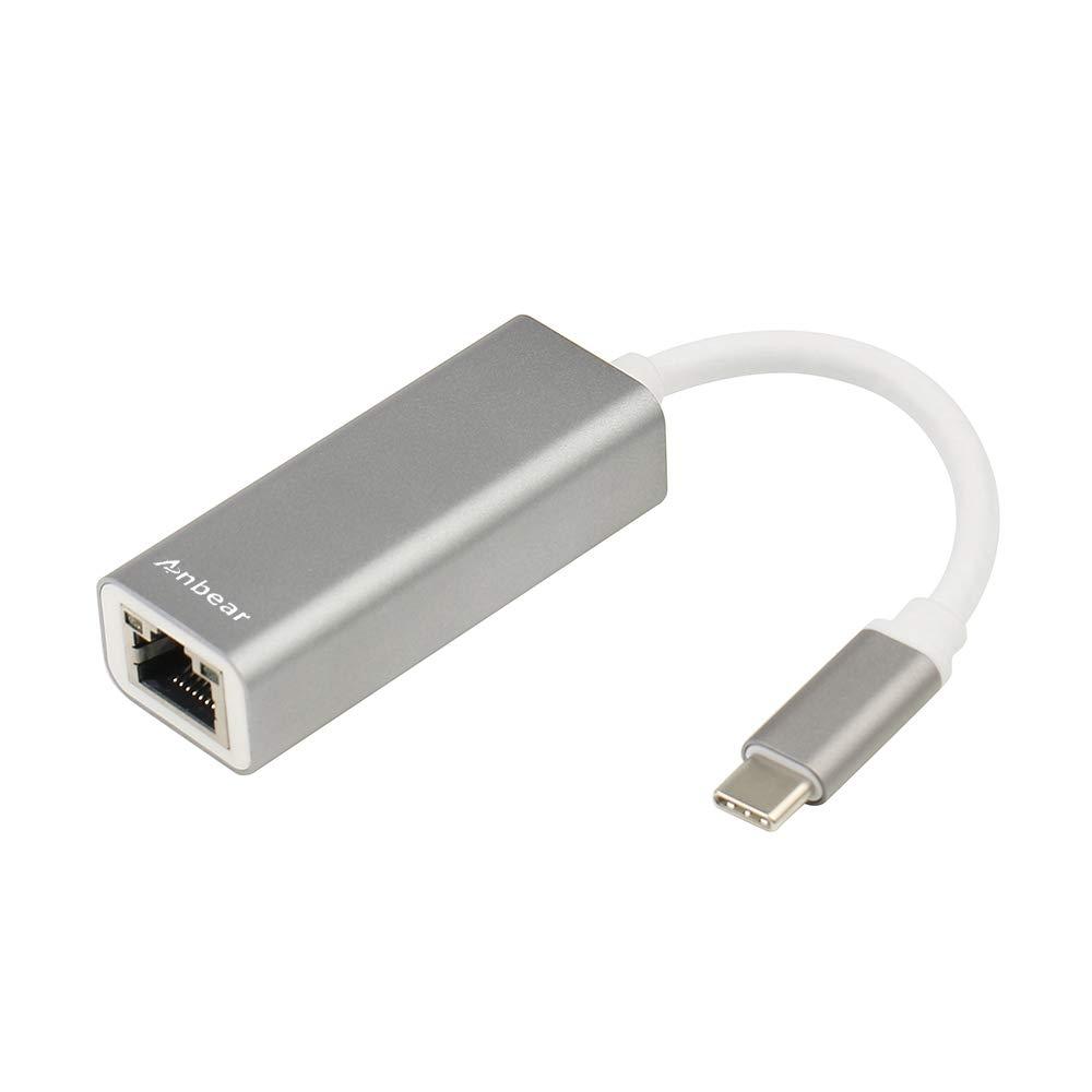 USB-C to Ethernet Adapter, Anbear USB Type-C to RJ45 Gigabit Ethernet LAN Network Adapter Cable Thunderbolt 3 Compatible with MacBook Pro,MacBook air Dell XPS 13/15, Surface Book 2, Pixelbook and More