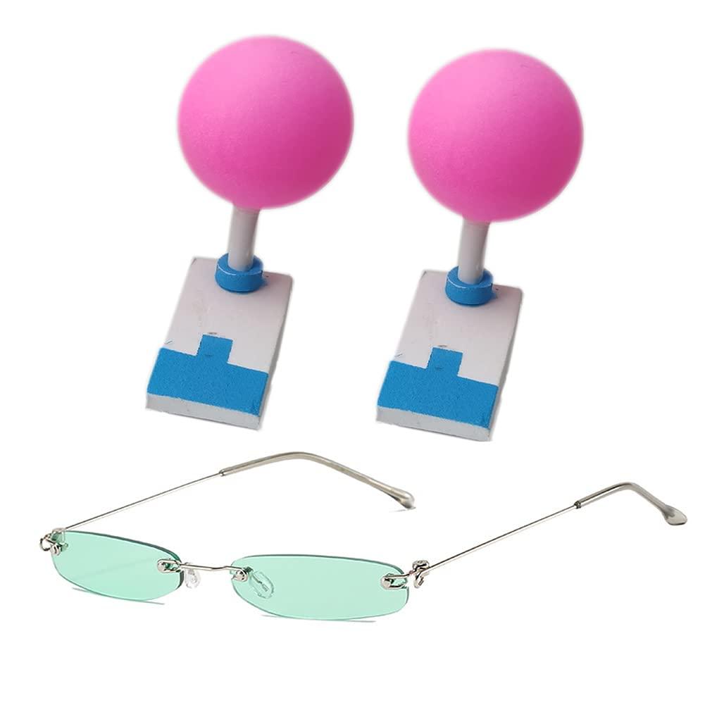 MNF Saiki Kusuo Glasses + Hair Clips,Anime Anime The Disastrous Life of Saiki K Cosplay Costume Accessories Green Pink, About 12.2cm