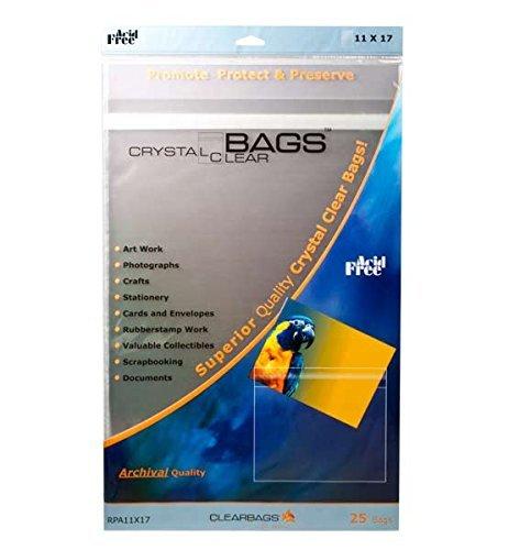 ClearBagsSeal Top Closure Bags, 11 7/16x17 1/4, 100 Pack, Clear Photo Storage Bags, Resealable Sleeves, Art Prints, Pictures, Posters, Adhesive on Bag, Not Flap, Crystal Clear, Archival Safe, B1117PC