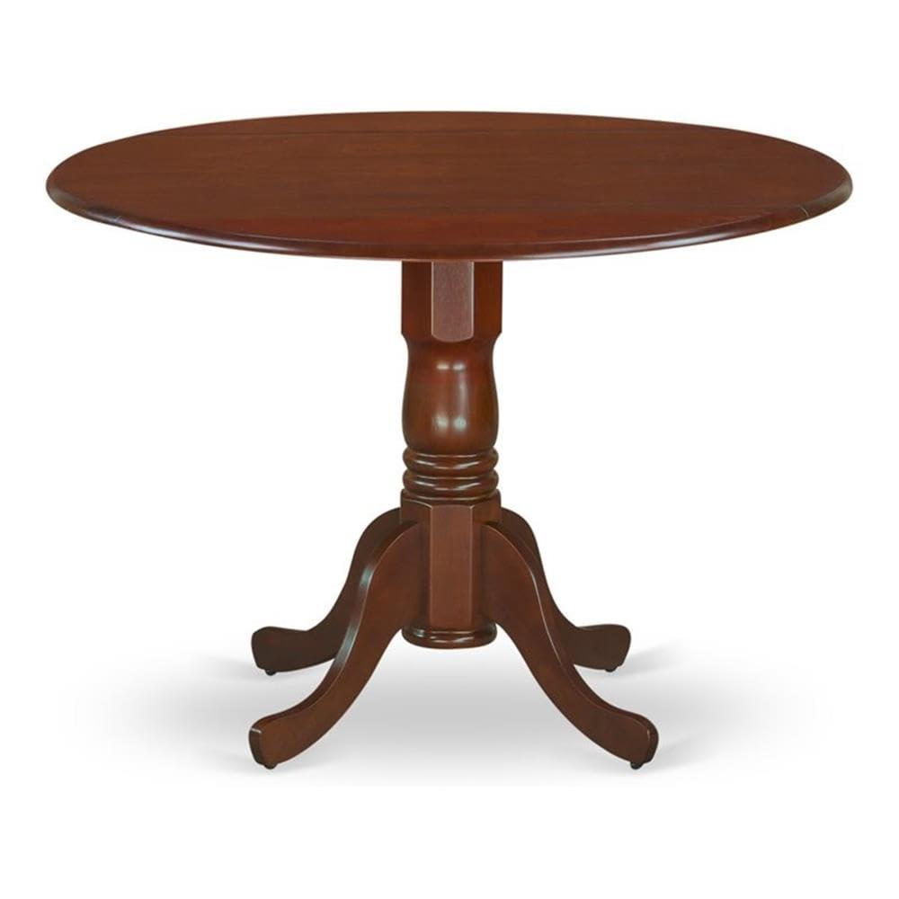 East West Furniture DLT-MAH-TP Dublin Dining Room Table - a Round Solid Wood Table Top with Dropleaf & Pedestal Base, 42x42 Inch, Mahogany