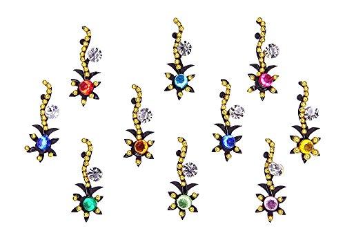 Stick on Diamntes Bindi Multipack / Crystal Multicoloured Flower Festival Face Gems / Bollywood Costume Bindis stickers / Rhinestone Makeup Jewels / Body Art Jewellery /Indian Tikka Forehead Glitter Tattoo D16