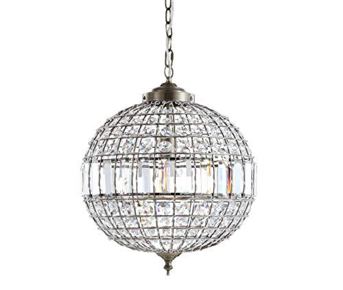 JONATHAN Y JYL6110B Georgina Crystal/Metal LED Chandelier Pendant Glam Contemporary Transitional Dimmable Dining Room Living Room Kitchen Foyer Bedroom Hallway, 16", Antique Brass/Clear