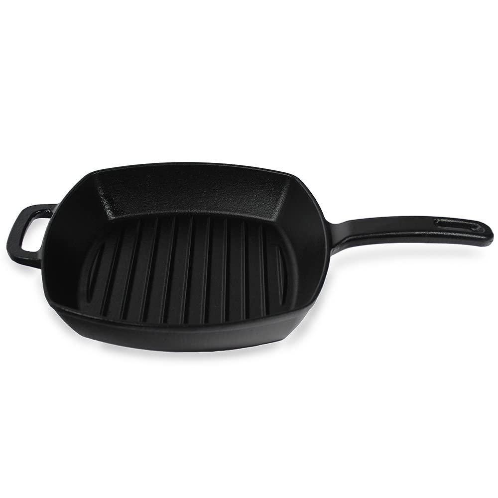 Megamaster 10.25-Inch Square Cast Iron Griddle Pan, BBQ Accessory, Camping Grill Acessory, Perfect for Searing Steak and Grilling Vegetables, 630-0010P