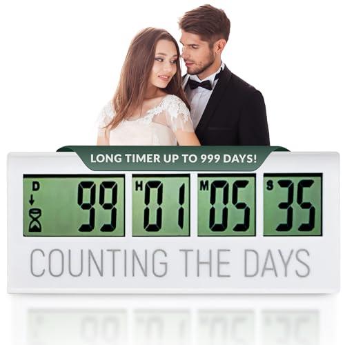 Counting the Days Countdown Clock - Up to 999 Days LCD Digital Timer - Easy to Set & Read Reusable Count Down Timer for Retirement, Wedding, Christmas, Holiday,Baby Due Date,Birthday & More