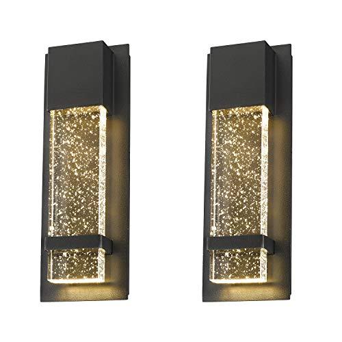 Emliviar Modern Wall Sconces 2 Pack, LED Outdoor Indoor Wall Fixture in Black Finish with Bubble Glass, 0395-WD-2PK