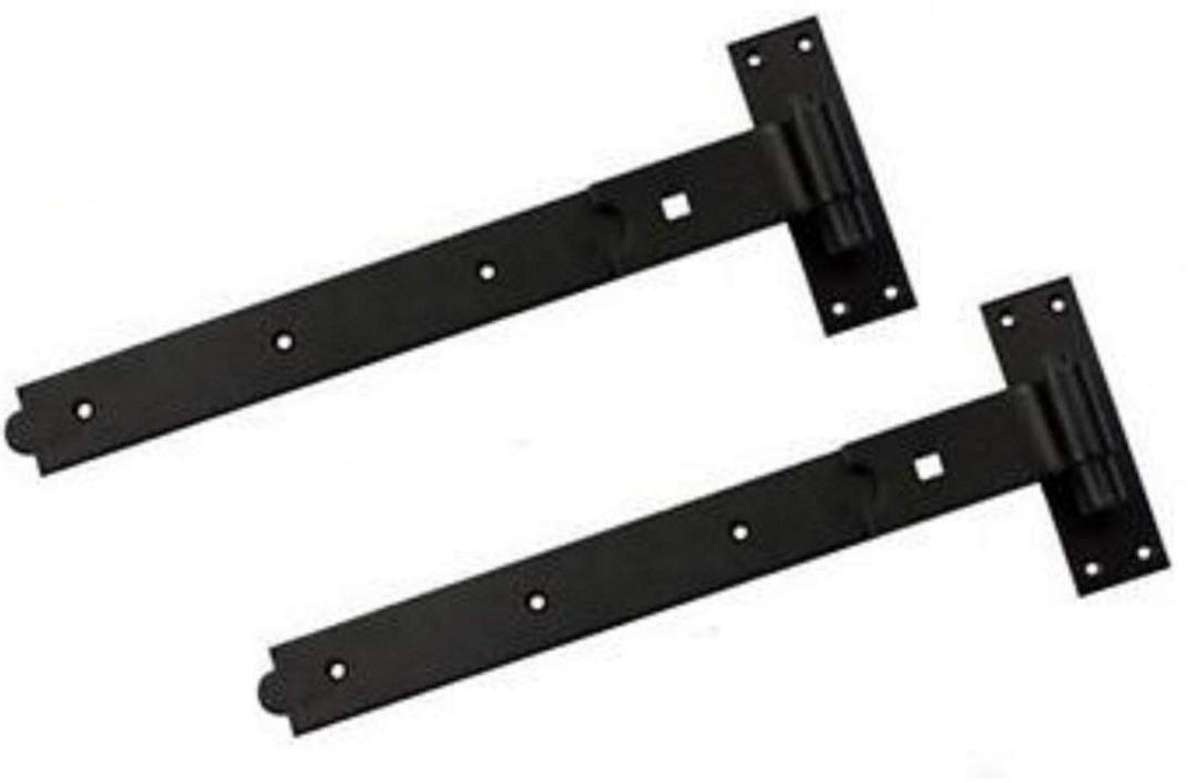 Wyre Direct Gate Hinges Cranked 400mm 16" Pair Black Heavy Duty Hook and Band Stable Farm