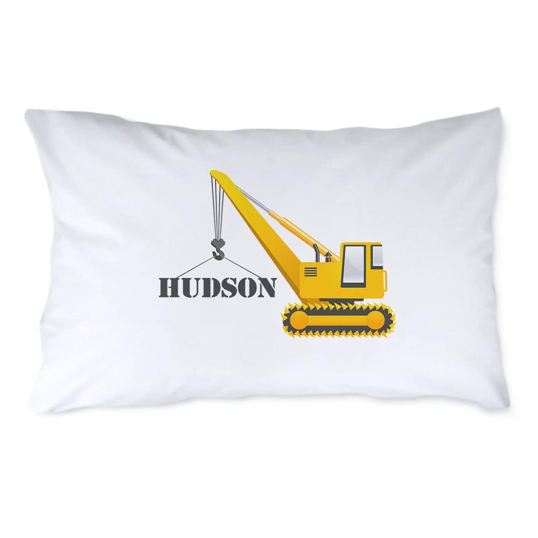 Pattern Pop - Personalized Construction Crane Truck Pillowcase - Crane Truck Decorative Pillow Covers - Great for Gifting - 20” x 32” Pillowcase - White Bed Pillowcases