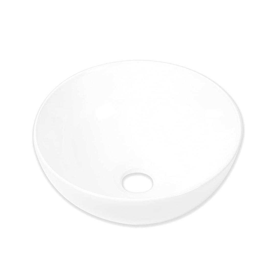 Ceramic Vessel Sink Above Counter, Round Small Bathroom Sink,Classic Look and Save Space, White (11L" x 11"W x 4.8"H)