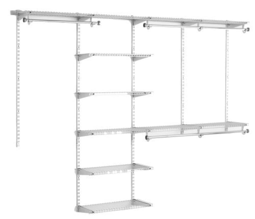 Rubbermaid Configurations Deluxe Custom Closet Kit, 4-8 Ft. Adjustable Metal Wire Shelving, Titanium Finish, Expandable Organization System, Hardware Included, for Home Closet/Pantry/Laundry/Mudroom