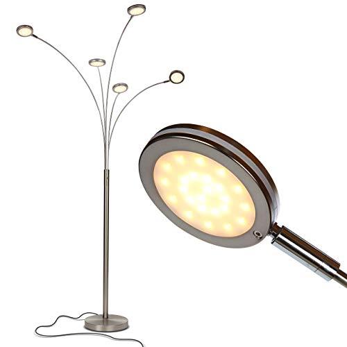 BrightechOrion Arc Floor Lamp for Living Room, Tree Floor Lamp with 5 Adjustable Arms, Multi-Head Standing Lamp with Flexible Rotating LEDs for Bedroom, Dorm - Bright Hanging Lighting - Satin Nickel