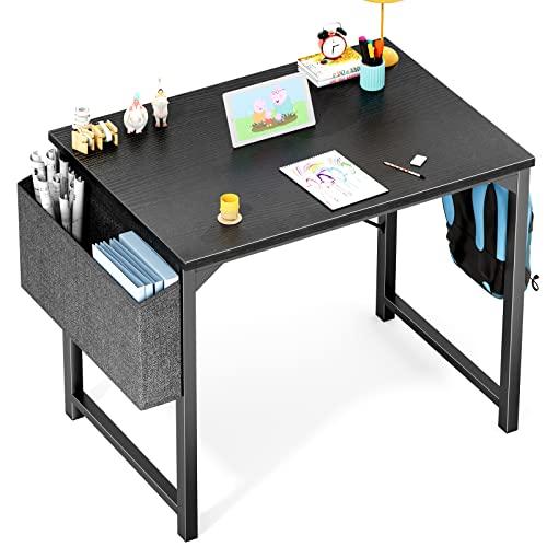 OLIXIS Small Computer Desk 32 Inch Home Office Work Study Writing Student Kids Bedroom Wood Modern Simple Table with Storage Bag & Headphone Hooks