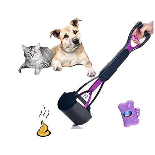 Dog Pooper Scooper, Long Handle Pet Pooper Scooper Foldable Portable Design for Dogs and Cats with High Strength Material and Durable Spring Easy to Use for Grass, Dirt, Gravel Pick Up