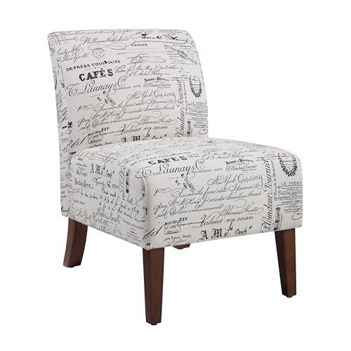 Linon Linen Script Lily, Dark Walnut Chair, 21.5" W x 29.5" D X 31.5" H