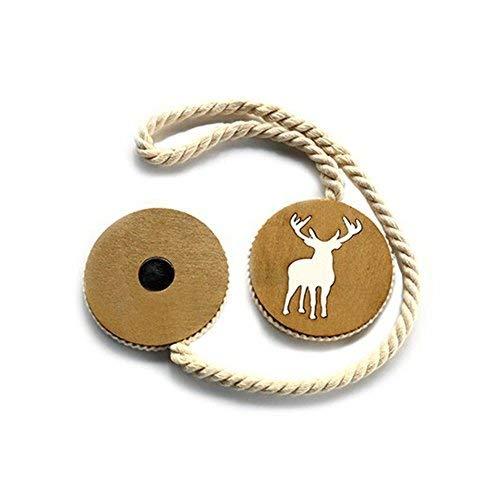 Bestmemories Pair of Elk Magnetic Window Curtain Tiebacks Curtain Buckle Holder Handwork Solid Wood Carving Holdbacks Curtain Ties Strap Drapes Decor with Cotton String/Magnet Elk Cotton Wire (2 PCS)