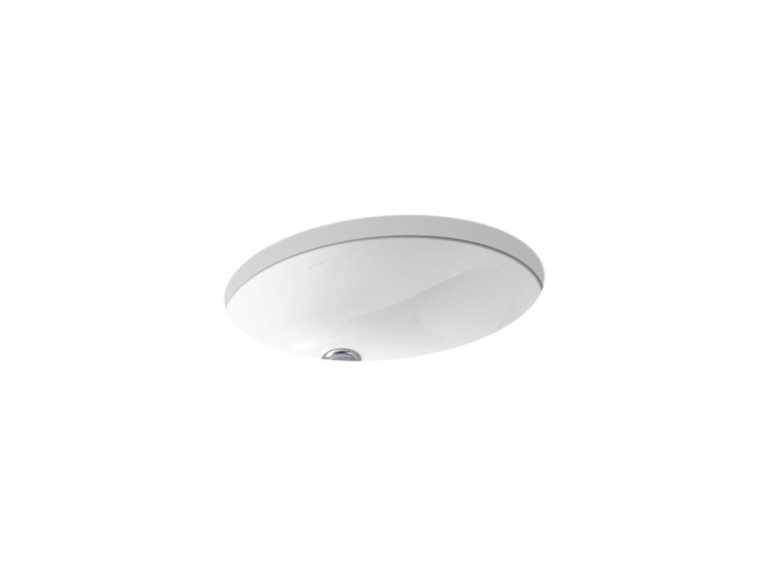 Caxton Oval 17" x 14" Undermount bathroom sink, White