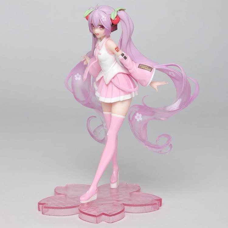 Miku Sakura Figure Pink Version Anime Figure Birthday Gift New Figure Sakura Skirt Pink Doll7.87inch