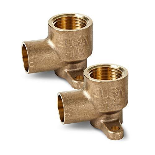 USA 1/2 Inch Sweat Drop Ear x 1/2" FNPT Lead-Free Brass | Stress Corrosion Cracking Resistant Plumbing Fitting | ECO BRONZE Brass Plumbing Fittings MADE IN AMERICA | 2pk